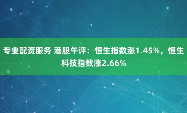 专业配资服务 港股午评：恒生指数涨1.45%，恒生科技指数涨2.66%